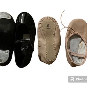 Barely used tap shoes, and ballet shoes